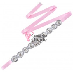 Brau din satin Hand Made Luxury BLT032CC, cu Crystale si Perle aplicate pentru rochie de mireasa